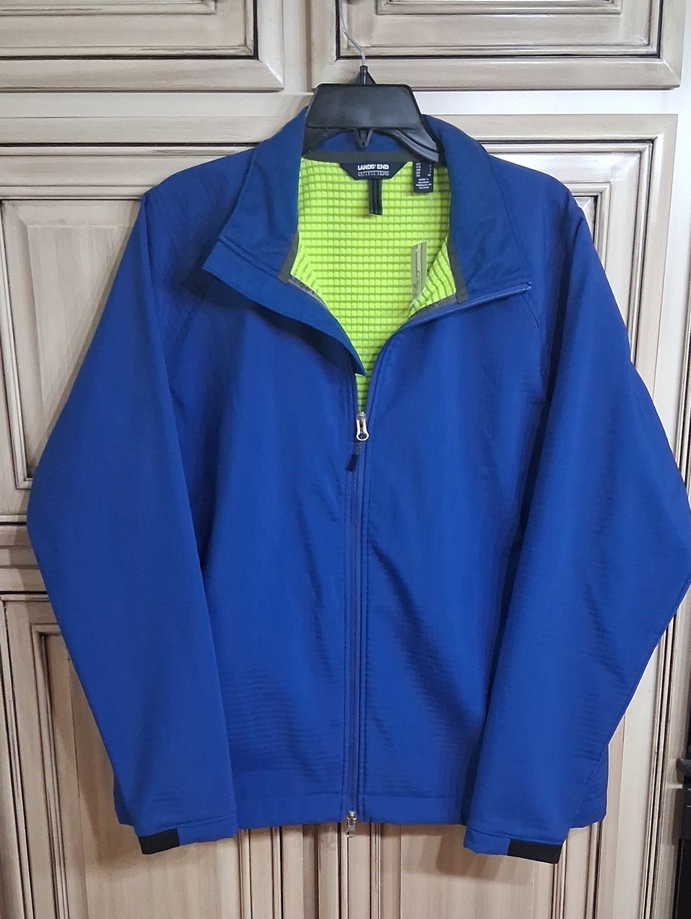 Lands' End Men's Royal Blue Zip Jacket with Lime Interior